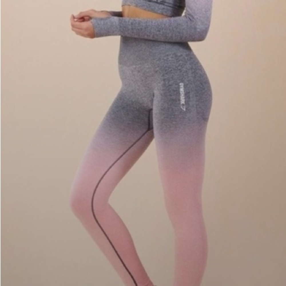 Gymshark Gray and Pink Ombre Support Leggings